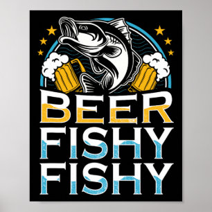 Affiche Biére Poisson Pêcheur Amoureux De La Pêche Ret