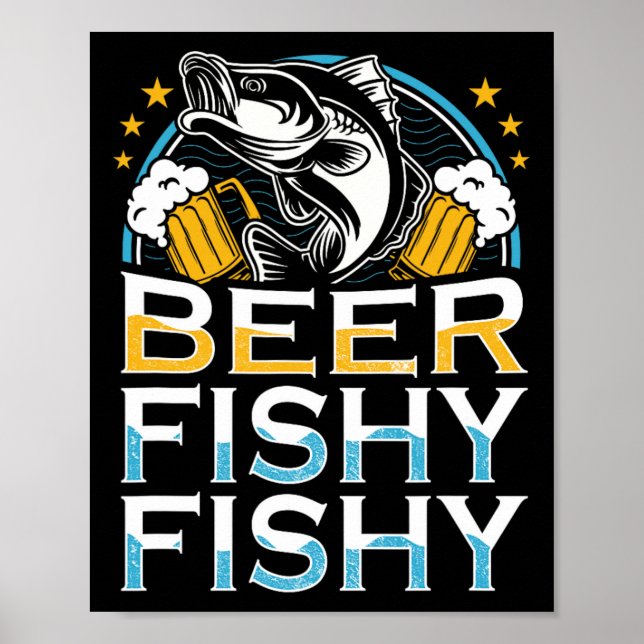 Affiche Biére Poisson Pêcheur Amoureux De La Pêche Ret (Devant)