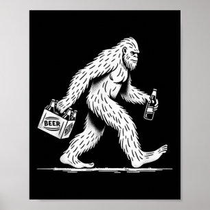 Affiche Bière Retro Bigfoot Boire - Drôle Sasquatch