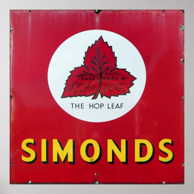 Affiche Bière Simonds, enamel vintage. (Devant)