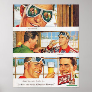 Affiche Bière vintage de Schlilz de ski de sports d'hiver