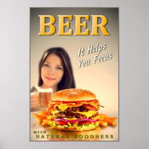 Affiche BIÈRE Vous Aide à Vous Concentrer sur la Bière de