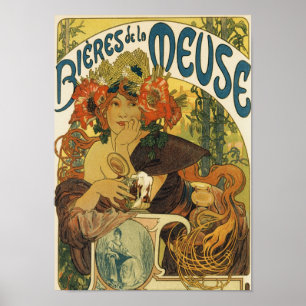 Affiche Bieres de La Meuse par Alfons Mucha -