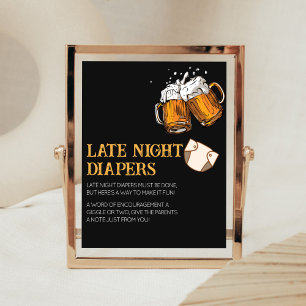 Affiche Bières et Diapeurs Baby shower Late Night Diapers