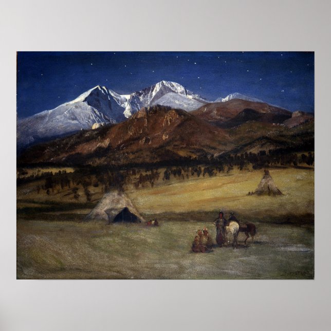 Affiche Bierstadt - Campement Indien Soir (Devant)