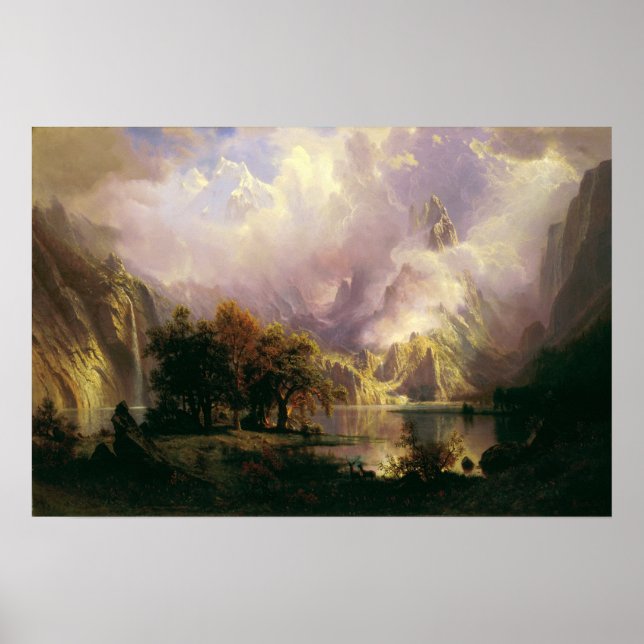 Affiche Bierstadt - Paysage des montagnes Rocheuses (Devant)