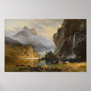 Affiche Bierstadt - Pêche à la lance des Indiens