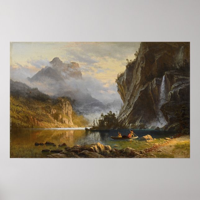 Affiche Bierstadt - Pêche à la lance des Indiens (Devant)