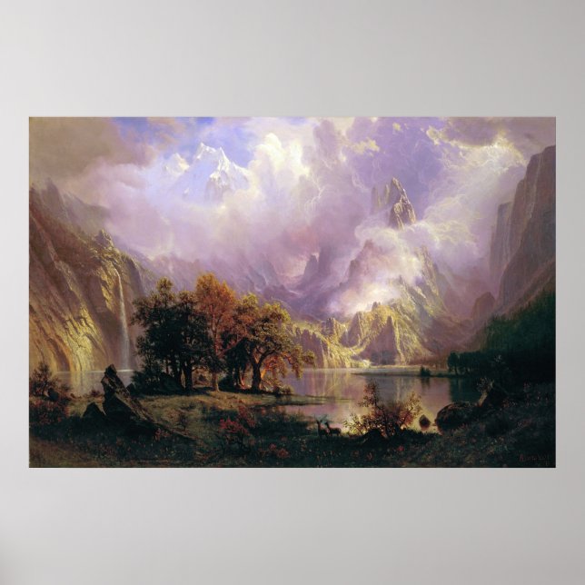 Affiche Bierstadt Peinture Paysage Montagne Rocheuse (Devant)
