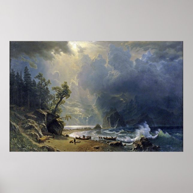 Affiche Bierstadt Puget Sound Peinture côtière du Pacifiqu (Devant)