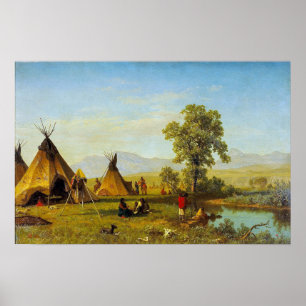 Affiche Bierstadt - Village Sioux Près De Fort Laramie