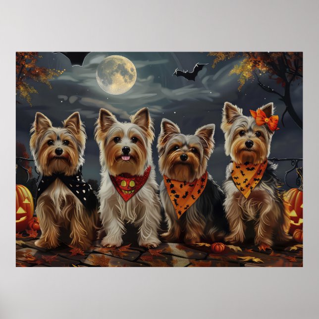 Affiche Biewer Terrier Halloween Éffrayant (Devant)