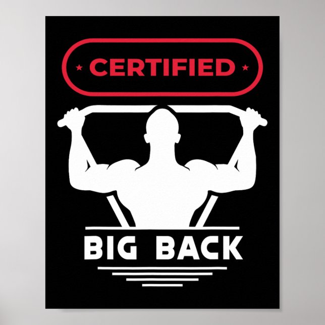 Affiche Big Back Certified Big Back Design Bodybuilding Bi (Devant)