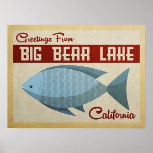 Affiche Big Bear Lake Blue Fish Vintage voyage
