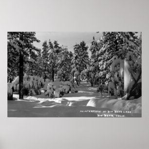 Affiche Big Bear Lake, CA in the Winter Snow View