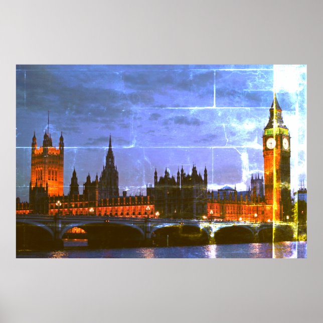 Affiche Big Ben, Chambres du Parlement, Londres, la nuit (Devant)