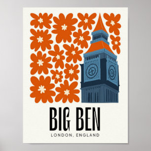 Affiche Big Ben Londres Angleterre Voyage abstrait art flo