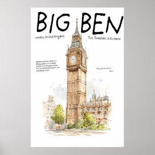 Affiche Big Ben  Tour de l'Horloge de Londres  Roy