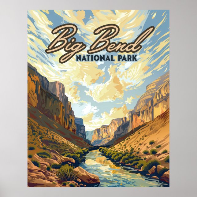 Affiche Big Bend National Park Texas Desert Retro (Devant)