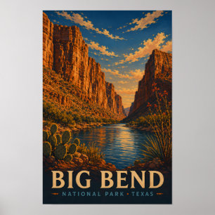 Affiche Big Bend National Park Texas Gravure sur bois mode