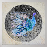 "Big Blue Bird" 8" x 8" encadré et maté