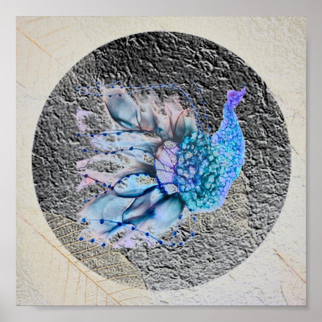 Affiche "Big Blue Bird" 8" x 8" encadré et maté (Devant)