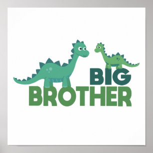 Affiche Big brother dinosaur cartoon boys room