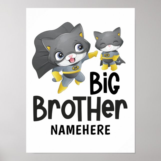 Affiche Big Brother Superhero Cat Illustration Custom (Devant)