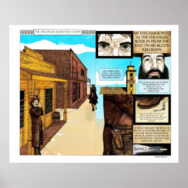 Affiche BIG Cowboy bande dessinée vieux style occidental (Devant)