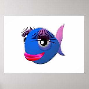 Affiche Big Eyelashes Poisson de dessin