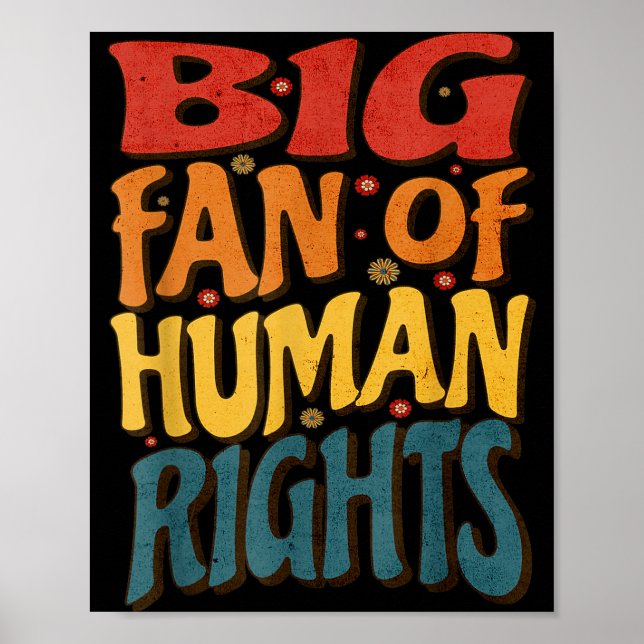 Affiche Big Fan Of Human Rights Retro Style For Womens  (Devant)