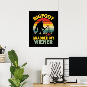 Affiche Big Foot a attrapé mon hot dog drôle de Sasquatch