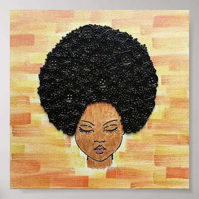 Affiche Big Hair Button Art (Devant)