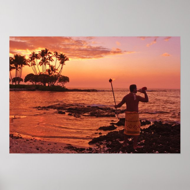 Affiche Big Island, Hawaii. Coucher du soleil, Big Island  (Devant)