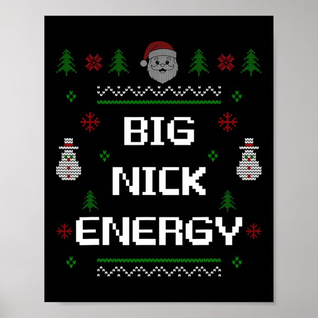 Affiche Big Nick Énergie Mème Drôle Noël Noël Fêtes (Devant)