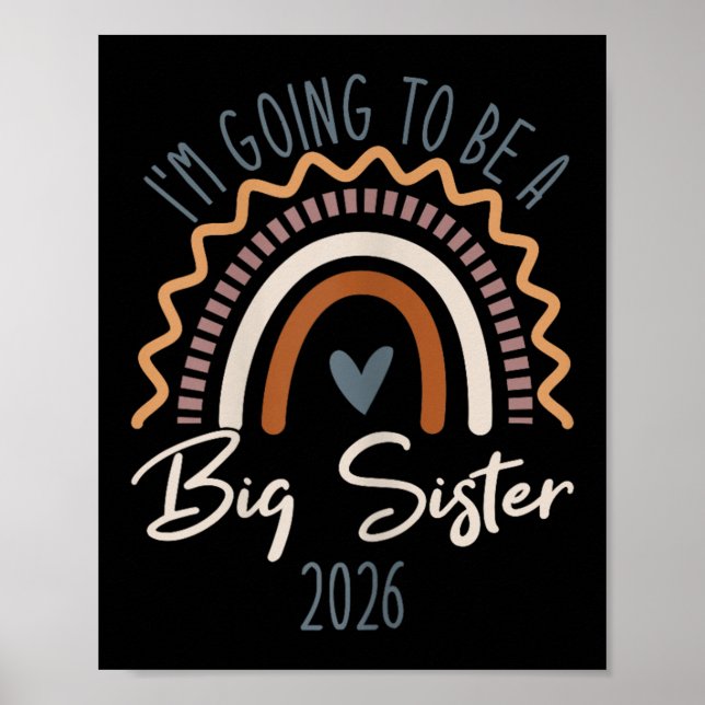 Affiche Big Sister 2026 Girls Rainbow Big Sis Sibling  (Devant)