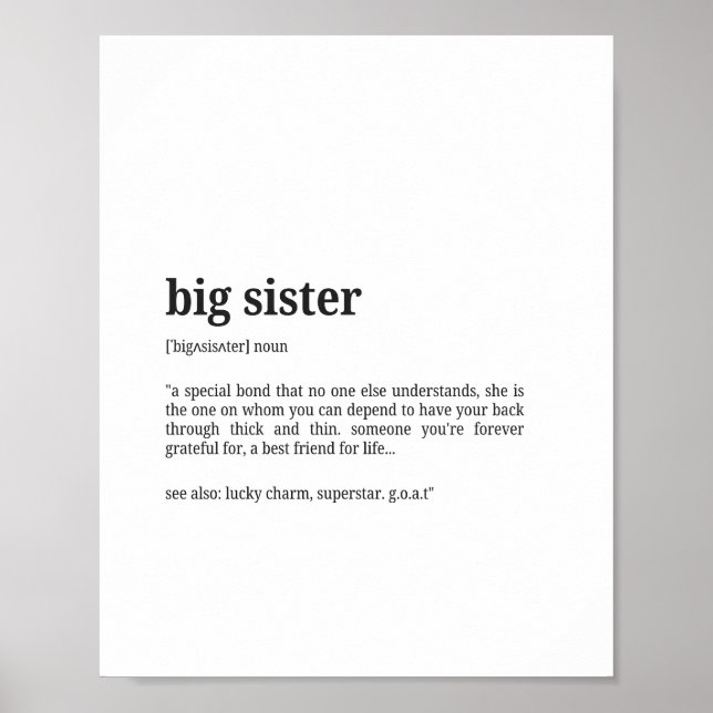 Affiche Big Sister Definition Wall Art (Devant)