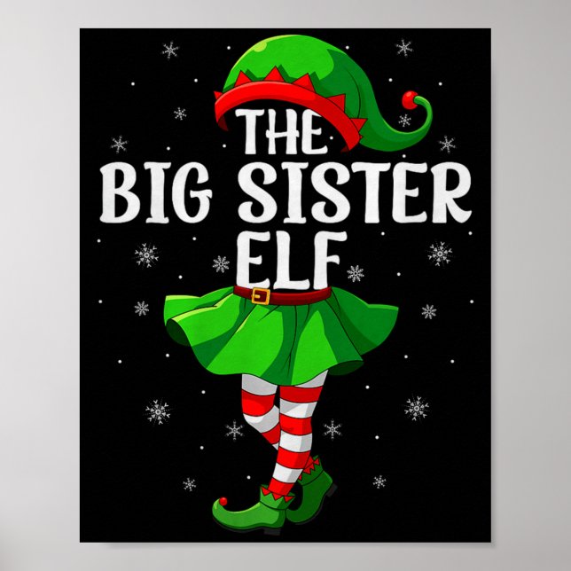 Affiche Big Sister Elf Christmas Girls Women Elf Squad Xma (Devant)