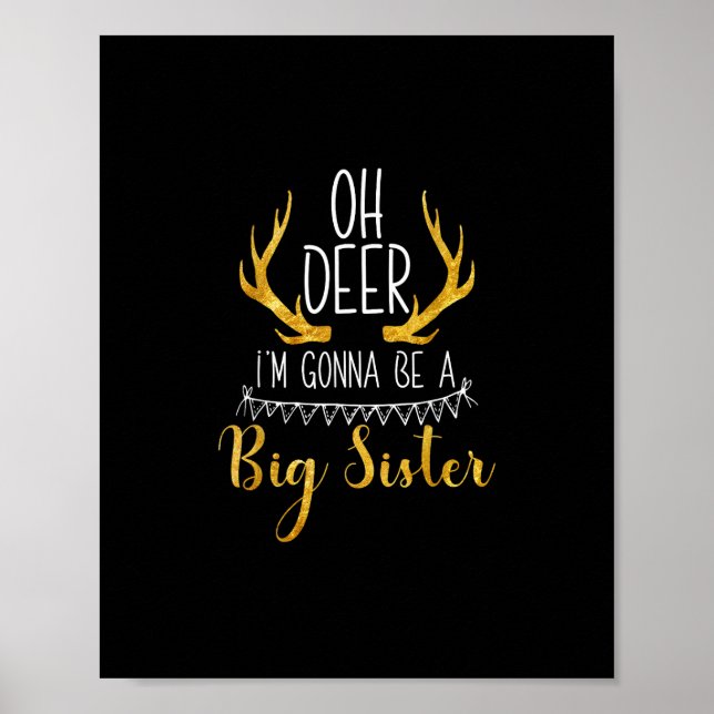 Affiche Big Sister Oh Deer Baby Announcement Cute Style  (Devant)
