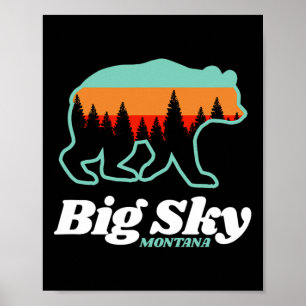 Affiche Big Sky Montana Ski Snowboard Ours