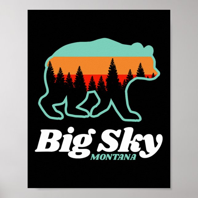 Affiche Big Sky Montana Ski Snowboard Ours (Devant)