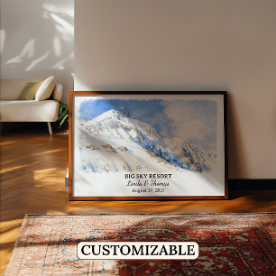 Affiche Big Sky Resort Montana, Aquarelle, Sur mes