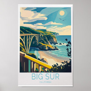 Affiche Big Sur Carmel Beach California Travel Poster, Big