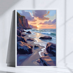 Affiche Big Sur, peinture artistique de la côte californie