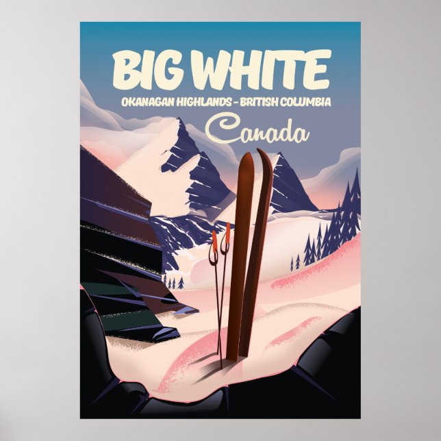 Affiche Big White Colombie-Britannique Canada ski. (Devant)