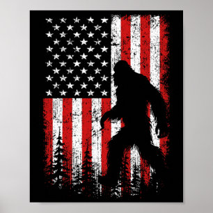 Affiche Bigfoot 4 juillet Drapeau Américain Patriotique Ro