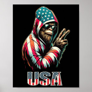Affiche Bigfoot 4 juillet Etats-Unis Patriotique Sasquatch