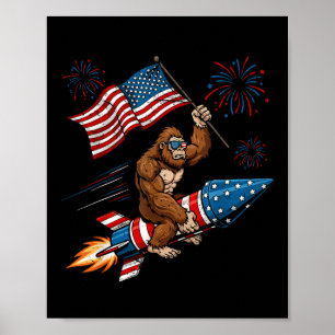 Affiche Bigfoot 4 juillet feu d'artifice patriotique Sasqu