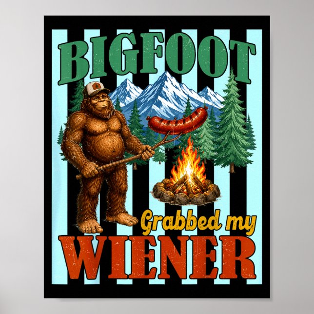 Affiche Bigfoot a attrapé la saucisse blague drôle de sasq (Devant)
