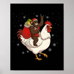 Affiche Bigfoot à cheval sur poulet cerf Noël poulet Chris
